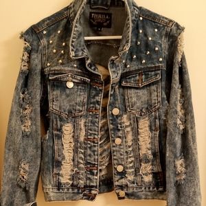 Distressed jean jacket